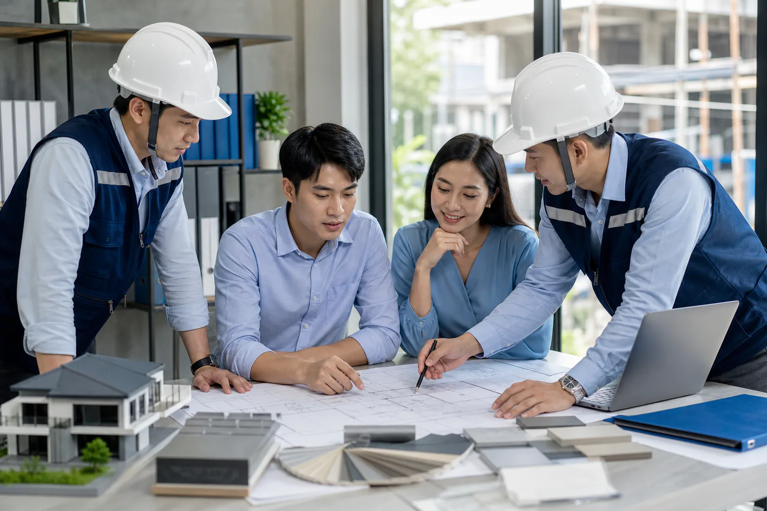 Đội ngũ H77CONS trao đổi hồ sơ công trình