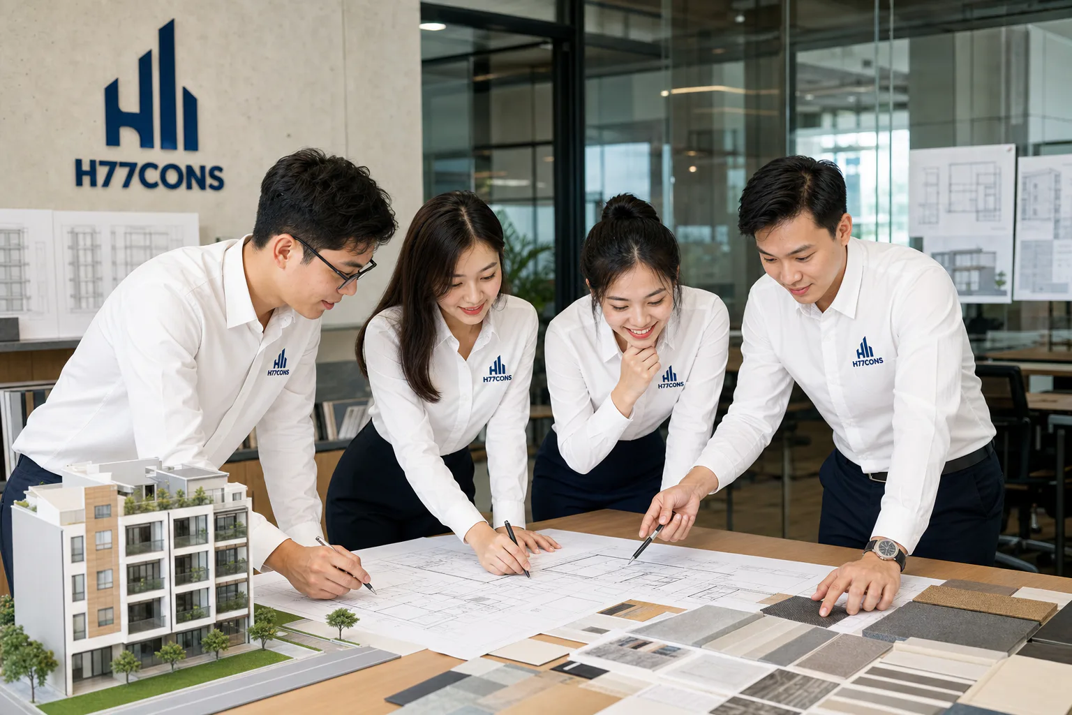 Đội ngũ H77CONS trong văn phòng thiết kế