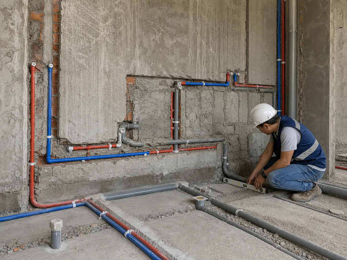 Ống cấp thoát nước nóng lạnh âm tường
