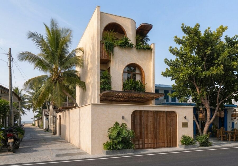 Mẫu nhà phố 3 tầng Tropical Modern kết hợp Homestay nghỉ dưỡng ven biển