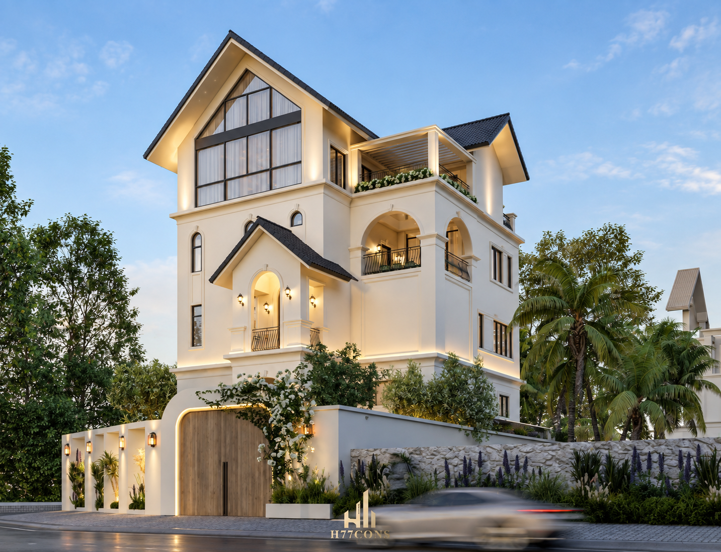 Hình thiết kế phối cảnh mặt tiền Biệt thự Mrs. Hằng