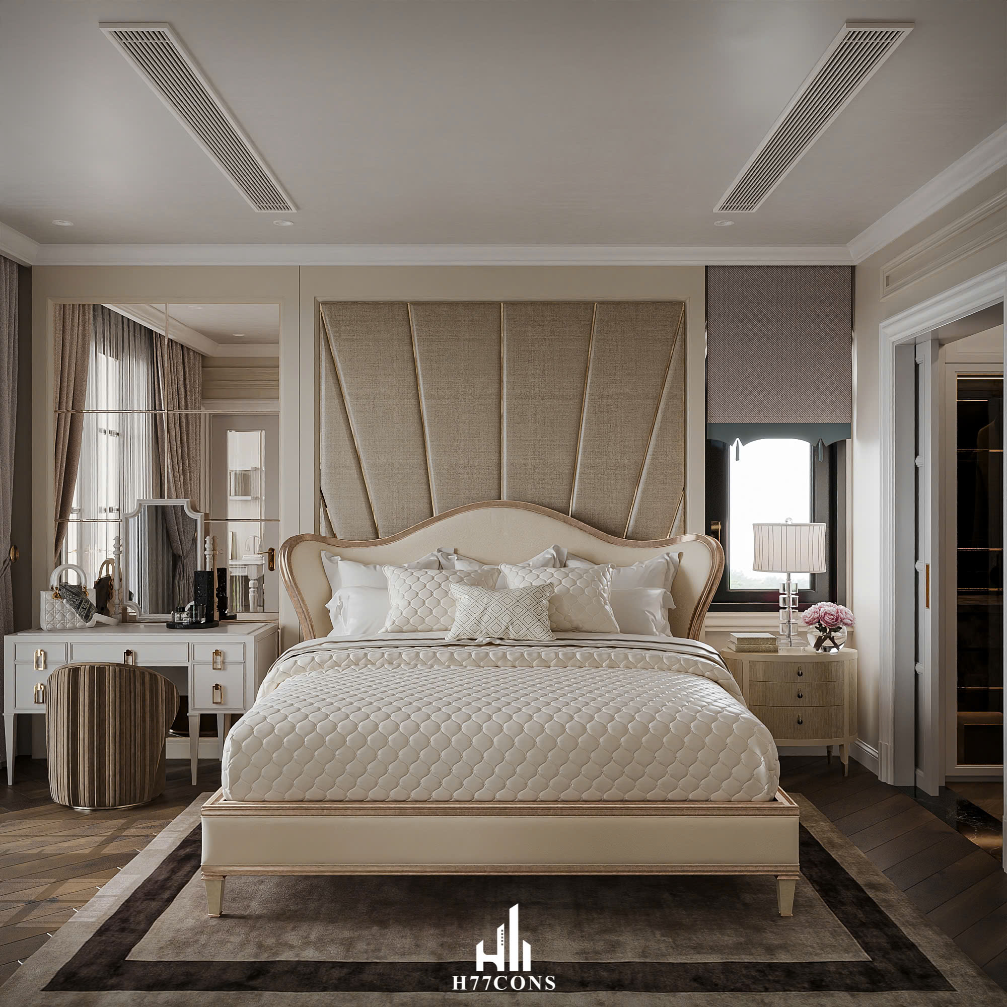 Hình thiết kế phòng ngủ chính Nhà Phố Mr. Khánh - Vinhome Grand Park Quận 9 - TP.HCM - góc nhìn 5